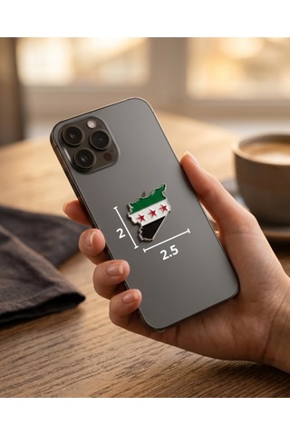 Suriye Haritası İçinde Bayrağı Telefon Sticker 3d Metal Tasarım, Premium Kalite Arka Süs A300128 Diğer