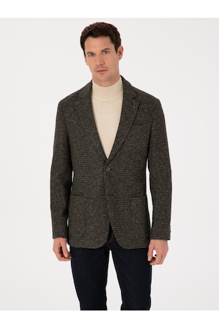 Cacharel Haki Slim Fit Yün Karışımlı Spor Ceket Yesıl