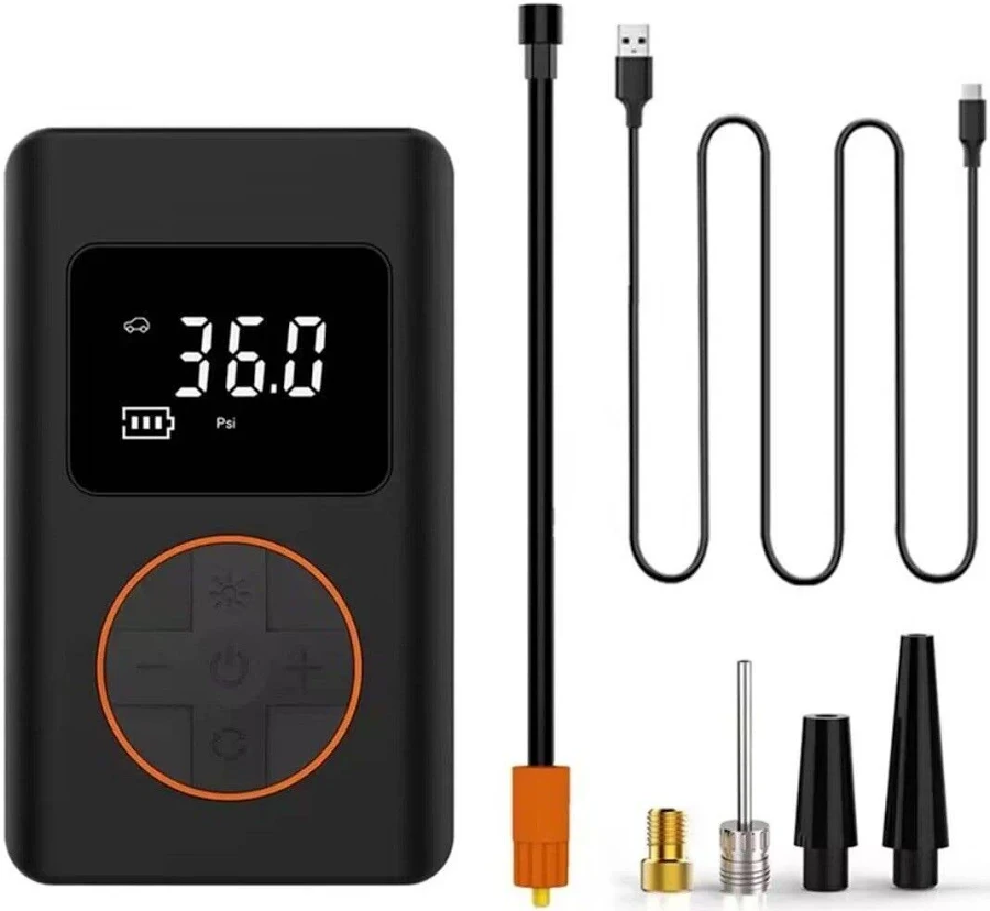 Katjmer Taşınabilir Dijital Hava Kompresörü 150 Psı Şarjlı Lastik Şişirme Pompası Powerbank Ve Led Işıklı