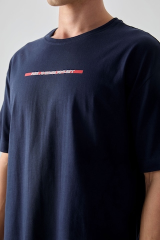 Air Jones Tommy Life Lacivert %100 Pamuk Kalın Yumuşak Dokulu Oversize Fit Baskılı Erkek T-shirt - 88358 Lacivert