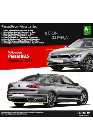 S-dizayn Vw Passat B8.5 Impression Krom Aksesuar Seti 33 Parça 2019-2023 A+kalite