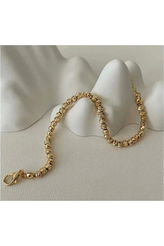 Minimal Dorika Boncuklu Modern Trend Gold Çelik Bileklik Çok Renkli