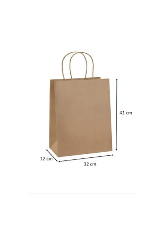 4 Adet Saplı Kraft Çanta 32 X 12 X 41 Cm Kağıt Poşet Çanta, Hediyelik Poşet