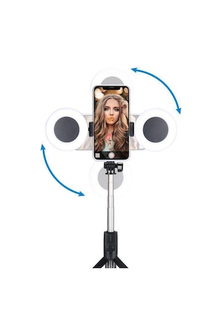 Led Işıklı Fonksiyonel Selfie Çubuğu Tripod + Monopod + Işık