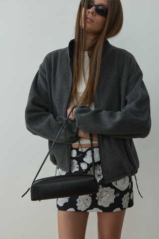 Suud Collection Füme Anu Oversize Fermuarlı Polar Hırka