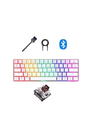 Stk61 Rgb Ledli Tam Mekanik Kırmızı Switch Gaming Bilek Destekli Kablolu Oyuncu Klavyesi