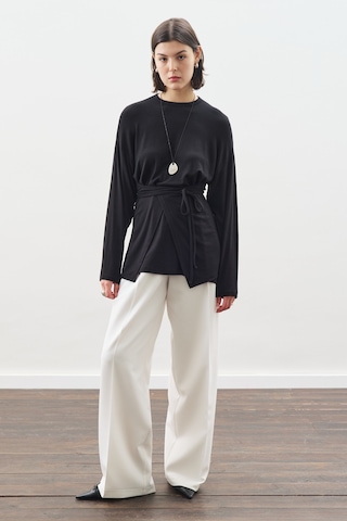 Beli Bağlama Tasarımlı Bluz Siyah Siyah