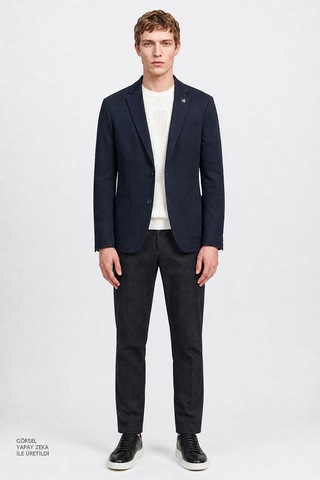 Altınyıldız Classıcs 360 Erkek Lacı Yünlü Slim Fit Dar Kesim Mono Yaka Torba Cepli Blazer Ceket