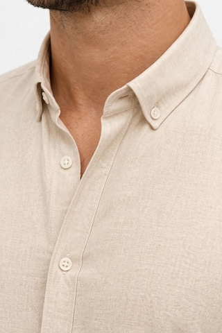 Wear Vexel Erkek Keten Kumaş Uzun Kollu Regular Fit Gömlek - Bej Çok Renkli