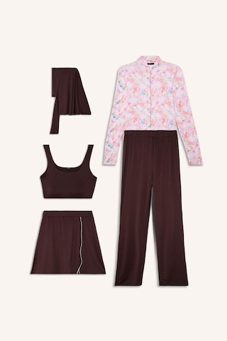 Defacto Regular Fıt Desenli 5li Burkini Mayo G9479ax26hsbn340 Kahve-bn340