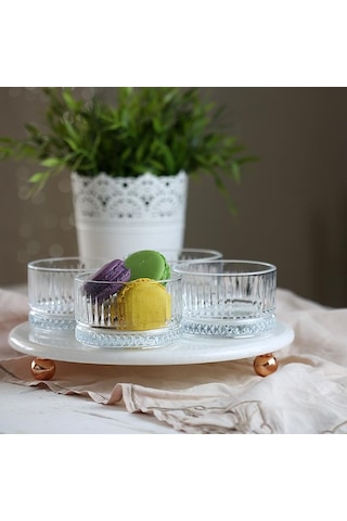 Akayev Mermer Beyaz 25 CM Rose Gold Boncuk Ayak Elysia 4'lü Reçel