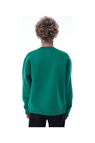 Yeşil Erkek Çocuk Sweat Pamuklu Rahat Kalıp Basic Uzun Kollu Yeşil