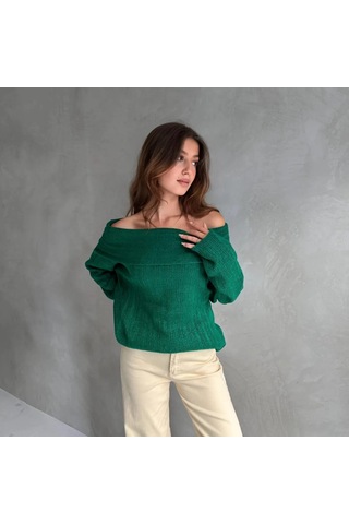 Madonna Yaka Triko Kazak Yeşil
