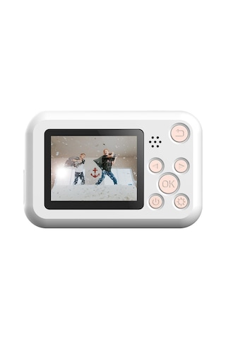 SJCAM FunCam Çocuklar için Fotoğraf Makinesi ve Kamera Gökkuşağı Desenli Beyaz