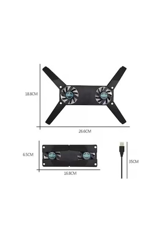 Dizüstü Bilgisayar Soğutucu Laptop Soğutucu 2 Fanlı Mini Usb Bağlantılı Plastik Ayak
