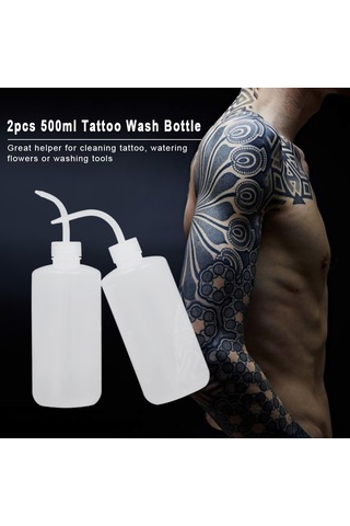 Samdoo 2 Adet 500ml Plastik Yıkama Sulukları - Tattoo Temizliği, Bitki Sulama, Laboratuvar Gereçleri İçin Eğik Burunlu, Ölçümlü, Dayanıklı