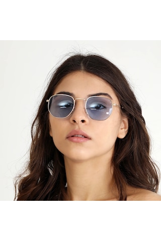 Beşgen Altın Navy Unisex Güneş Gözlüğü