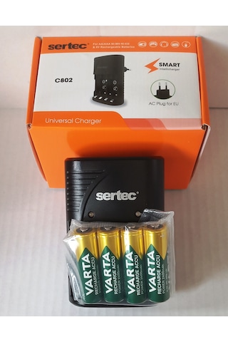 Varta 4 Adet Şarjlı 2100mah Aa Kalem Pil Promo Paket +sertec Stc-9v Aa-aaa Otomatik-hızlı Pil Şarj Cihazı