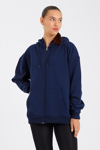 Kanguru Cepli Kapüşonlu Fermuarlı İçi Pamuklu Kadın Hırka 001 Lacivert