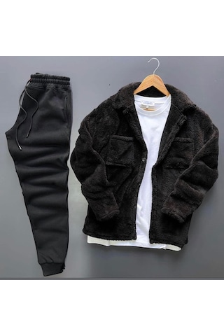 Fifty Color Unisex Siyah Peluş Polar Hırka Gömlek Siyah Eşofman Altı Takım Siyah Fifty Color Unisex Siyah Peluş Polar Hırka Gömlek Siyah Eşofman Altı Takım Siyah