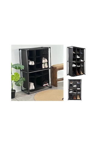 Ayakkabı Rafı - 15 Bölmeli Kumaş Ayakkabı Dolabı Çok Renkli