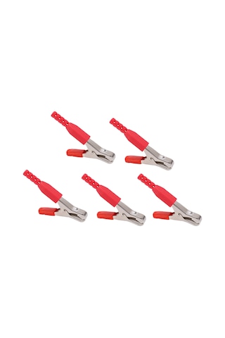 Geeroyoo 40a Akü Şarj Klembi, 20mm Açılış, Dayanıklı Çelik + Pvc, Güçlü Tutma, 5 Adet Kırmızı, Otomobil-rv-gemi Elektrik Testi