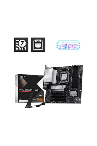 Msı Pro B850m-p Wıfı7 Ddr5 Amd B850 Am5 Soket Ddr5 8200+ Oc Mhz Aaaa11msı0037