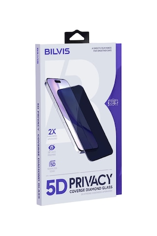 İphone 17 Pro Max Bilvis 5d Privacy Diamond Hayalet Cam Ekran Koruyucu