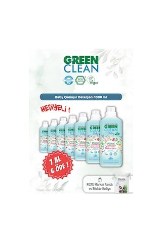 Green Clean 7 Al 6 Öde Baby Çamaşır Deterjanı 1000 Ml Ve Rosie Hediye 1 L