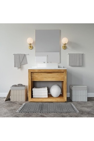 Banyo Paspası Siyah Beyaz Baskılı 50x80 Püsküllü Polyester Kaymaz Beyaz - Siyah