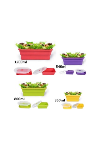 Homyl Katlanır Silikon Öğle Yemeği Kutusu Kase Bento 800ml-yeşil 800ml Yeşil Çok Renkli