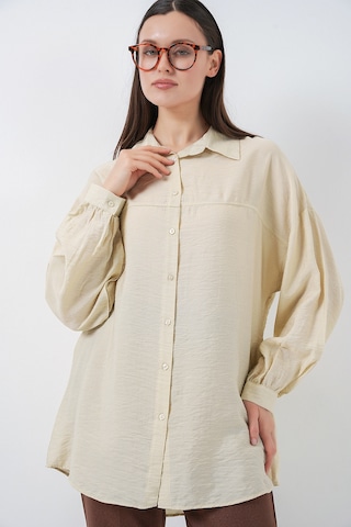 Bigdart Kadın Uzun Oversize Gömlek 5965 - Ekru