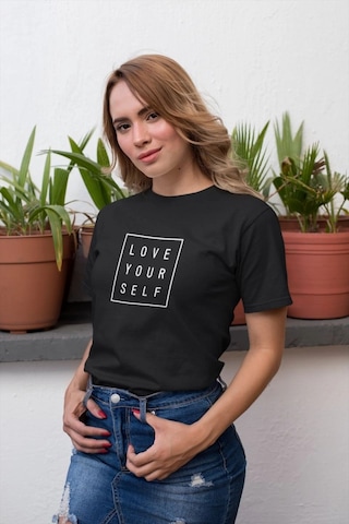 Freedom Store Unisex Erkek/kadın Özel Baskılı Modern Fit %100 Pamuk Bisiklet Yaka T-shirt Siyah