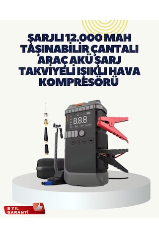 Taşınabilir Akü Takviye Cihazı Işıklı Hava Kompresörü Powerbank Diğer