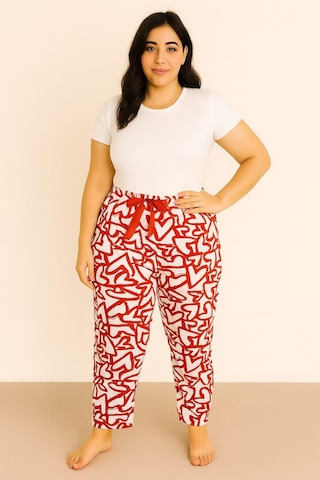 Kadın Büyük Beden Desenli Milan Tek Alt Kırmızı Kırmızı