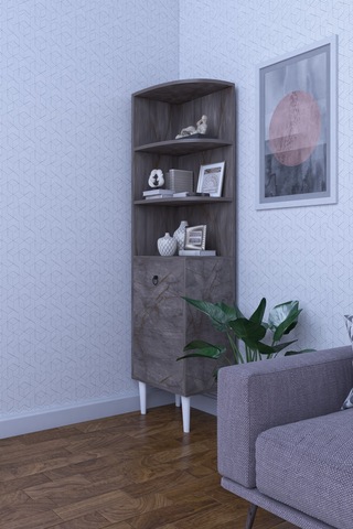 Dekoratif Köşe Rafı, Çok Amaçlı Raf, Salon Rafı Gordiyon