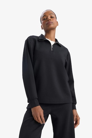 DeFactoFit Oversize Geniş Kalıp Yarım Fermuarlı Dik Yaka Modal Sporcu Sweatshirt D7126AX25SPBK81