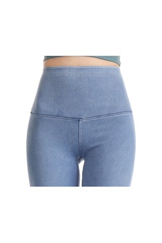 Kosona Kadınlar İçin Yüksek Bel Gövde Tonlama Yoga Tayt, Esnek Antrenman Tulumu, Hafif Mavi, Akıllı Spor Giyim Açık Mavi