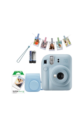 Fujifilm Instax Mini 12 Fotoğraf Makinesi + Askı + Pil + 10'lu Film + Çanta + Mandal