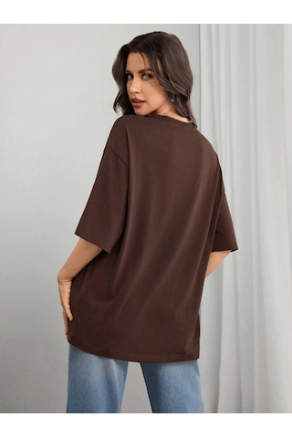 Uyguntarz Unisex Eternal Light Baskılı Tasarım Tshirt Kahverengi