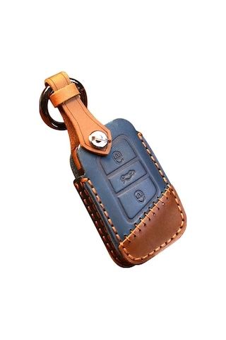 Tongxida Volkswagen Araba Deri Anahtar Koruyucu Kapak Mavi 2 Adet Uyumlu Sürüm