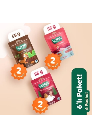 Organik Vegan Zencefilli Keçiboynuzlu Ve Çilekli Tatlı Kurabiyeler Atıştırmalık Paketi - 6 Adet 3 Çeşit 320 G