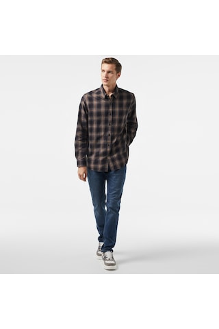 Nautica Erkek Kahverengi Classic Fit Gömlek Çizgili W47410t Kahverengi
