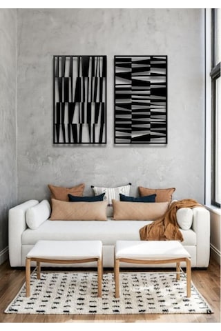 Modern Stil 2 Li Metal Duvar Dekoru Seti 80 X 48