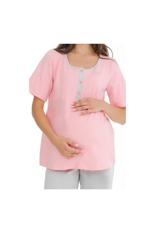 Parlingerie Hamile Lohusa Pijama Takımı Pembe-gri