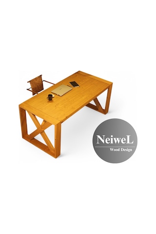 Neiwel Diaz Doğal Ahşap Çalışma Ve Ofis Masası-80cm-220cm Açık Ceviz