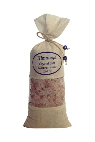 Himalaya Tuzu 1 Kg. Bez Torbada Iri Taneli Pembe Renk Himalaya Orijinal Tuz