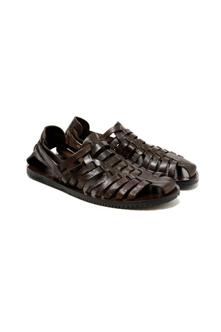 The Sandals Factory Sandalet Erkek M6579 The Sandals Factory Leather Upper Dark Brown Dark Brown