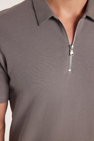 Tudors Erkek Slim Fit Dar Kesim %100 Pamuk Fermuarlı Gri Polo Yaka Tişört-33940 Gri