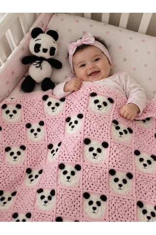 Panda Bebek Battaniyesi Ve Oyuncak Beyaz - Pembe